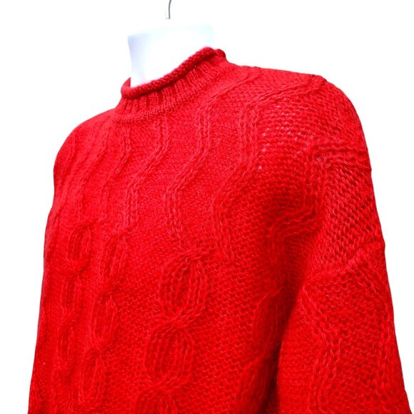Vintage Esprit Mens Red Mohair Sweater Oversize Pullover 3XL 4XL Cable Knit 90s - Picture 2 of 10